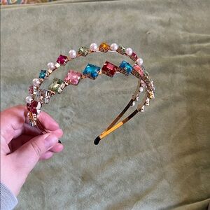 Colorful Gemstone and Pearl Headband